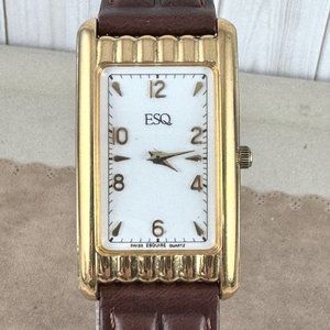 Vintage Movado Esquire Sculptured Tank with Curvature Case White Enamel Dial